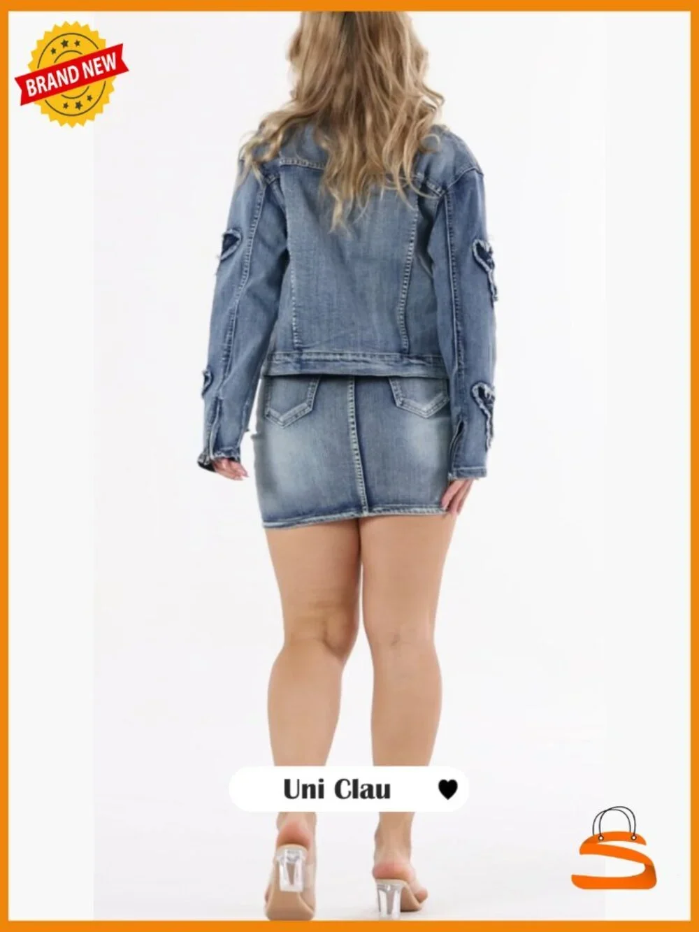 2 Piece Denim Skirt Set Long Sleeve Zip Up Jacket Mini Skirt Bodycon Y2K Outfit